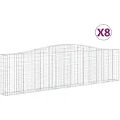 vidaXL Gabionen mit Hochbogen 8 Stk. 400x30x100/120cm Verzinktes Eisen