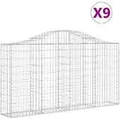vidaXL Gabionen mit Hochbogen 9 Stk. 200x30x100/120cm Verzinktes Eisen
