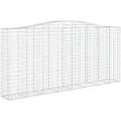 vidaXL Gabione mit Hochbogen 400x50x180/200 cm Verzinktes Eisen