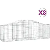 vidaXL Gabionen mit Hochbogen 8 Stk. 200x50x60/80 cm Verzinktes Eisen
