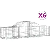 vidaXL Gabionen mit Hochbogen 6 Stk. 200x50x40/60 cm Verzinktes Eisen