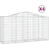 vidaXL Gabionen mit Hochbogen 4 Stk. 200x50x100/120cm Verzinktes Eisen