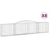 vidaXL Gabionen mit Hochbogen 8 Stk. 400x30x80/100cm Verzinktes Eisen