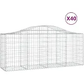 vidaXL Gabionen mit Hochbogen 40 Stk. 200x50x80/100cm Verzinktes Eisen