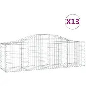 vidaXL Gabionen mit Hochbogen 13 Stk. 200x50x60/80 cm Verzinktes Eisen