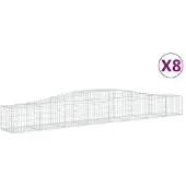 vidaXL Gabionen mit Hochbogen 8 Stk. 400x50x40/60cm Verzinktes Eisen