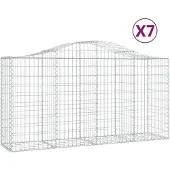 vidaXL Gabionen mit Hochbogen 7 Stk. 200x50x100/120cm Verzinktes Eisen