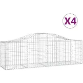 vidaXL Gabionen mit Hochbogen 4 Stk. 200x50x60/80 cm Verzinktes Eisen