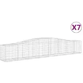 vidaXL Gabionen mit Hochbogen 7 Stk. 400x50x60/80cm Verzinktes Eisen