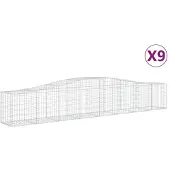 vidaXL Gabionen mit Hochbogen 9 Stk. 400x50x60/80cm Verzinktes Eisen