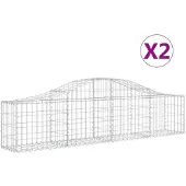 vidaXL Gabionen mit Hochbogen 2 Stk. 200x30x40/60 cm Verzinktes Eisen