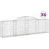 vidaXL Gabionen mit Hochbogen 6 Stk. 300x30x80/100 cm Verzinktes Eisen
