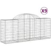 vidaXL Gabionen mit Hochbogen 9 Stk. 200x50x80/100 cm Verzinktes Eisen