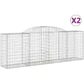 vidaXL Gabionen mit Hochbogen 2 Stk. 300x50x100/120cm Verzinktes Eisen