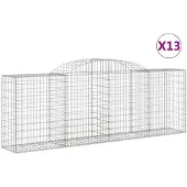 vidaXL Gabionen mit Hochbogen 13 Stk 300x50x100/120cm Verzinktes Eisen