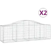 vidaXL Gabionen mit Hochbogen 2 Stk. 200x50x60/80 cm Verzinktes Eisen