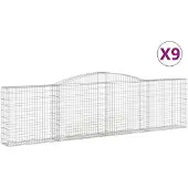 vidaXL Gabionen mit Hochbogen 9 Stk. 400x30x100/120cm Verzinktes Eisen