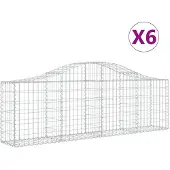 vidaXL Gabionen mit Hochbogen 6 Stk. 200x30x60/80 cm Verzinktes Eisen