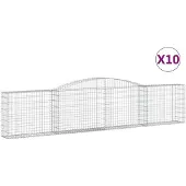 vidaXL Gabionen mit Hochbogen 10 Stk. 400x30x80/100cm Verzinktes Eisen