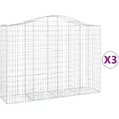 vidaXL Gabionen mit Hochbogen 3 Stk. 200x50x140/160cm Verzinktes Eisen