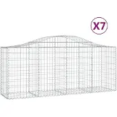 vidaXL Gabionen mit Hochbogen 7 Stk. 200x50x80/100 cm Verzinktes Eisen