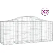 vidaXL Gabionen mit Hochbogen 2 Stk. 200x50x80/100 cm Verzinktes Eisen