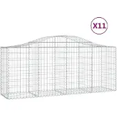 vidaXL Gabionen mit Hochbogen 11 Stk. 200x50x80/100cm Verzinktes Eisen