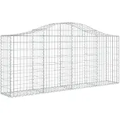 vidaXL Gabione mit Hochbogen 200x30x80/100 cm Verzinktes Eisen