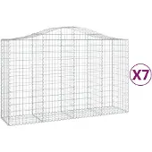 vidaXL Gabionen mit Hochbogen 7 Stk. 200x50x120/140cm Verzinktes Eisen