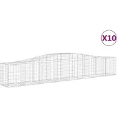 vidaXL Gabionen mit Hochbogen 10 Stk. 400x50x60/80cm Verzinktes Eisen