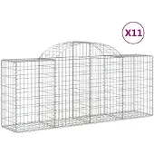 vidaXL Gabionen mit Hochbogen 11 Stk. 200x50x80/100cm Verzinktes Eisen