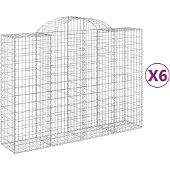 vidaXL Gabionen mit Hochbogen 6 Stk. 200x50x140/160cm Verzinktes Eisen