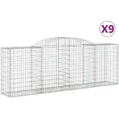 vidaXL Gabionen mit Hochbogen 9 Stk. 300x50x100/120cm Verzinktes Eisen