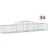 vidaXL Gabionen mit Hochbogen 4 Stk. 300x50x40/60 cm Verzinktes Eisen