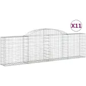 vidaXL Gabionen mit Hochbogen 11 Stk. 300x30x80/100cm Verzinktes Eisen
