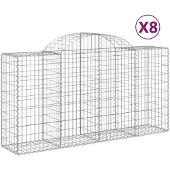 vidaXL Gabionen mit Hochbogen 8 Stk. 200x50x100/120cm Verzinktes Eisen
