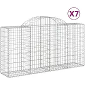 vidaXL Gabionen mit Hochbogen 7 Stk. 200x50x100/120cm Verzinktes Eisen