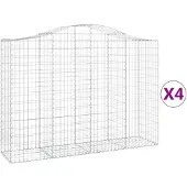 vidaXL Gabionen mit Hochbogen 4 Stk. 200x50x140/160cm Verzinktes Eisen
