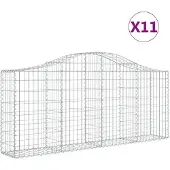 vidaXL Gabionen mit Hochbogen 11 Stk. 200x30x80/100cm Verzinktes Eisen