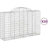 vidaXL Gabionen mit Hochbogen 10Stk. 200x50x120/140cm Verzinktes Eisen