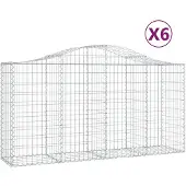 vidaXL Gabionen mit Hochbogen 6 Stk. 200x50x100/120cm Verzinktes Eisen