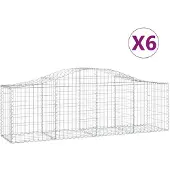 vidaXL Gabionen mit Hochbogen 6 Stk. 200x50x60/80 cm Verzinktes Eisen