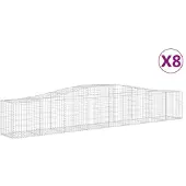 vidaXL Gabionen mit Hochbogen 8 Stk. 400x50x60/80cm Verzinktes Eisen