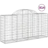vidaXL Gabionen mit Hochbogen 14 Stk 200x50x100/120cm Verzinktes Eisen