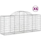 vidaXL Gabionen mit Hochbogen 6 Stk. 200x50x80/100 cm Verzinktes Eisen
