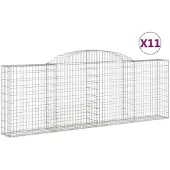 vidaXL Gabionen mit Hochbogen 11 Stk 300x30x100/120cm Verzinktes Eisen
