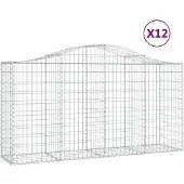 vidaXL Gabionen mit Hochbogen 12 Stk 200x50x100/120cm Verzinktes Eisen