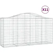 vidaXL Gabionen mit Hochbogen 11 Stk 200x50x100/120cm Verzinktes Eisen