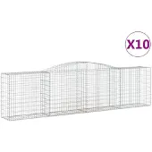 vidaXL Gabionen mit Hochbogen 10 Stk 400x50x100/120cm Verzinktes Eisen