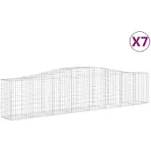 vidaXL Gabionen mit Hochbogen 7 Stk. 400x50x80/100cm Verzinktes Eisen